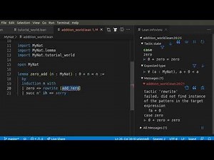 Natural Number Game in Lean 4 - Episode 2 Start Addition World: zero_add, add_assoc, and succ_add