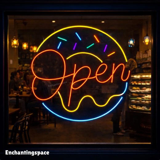 Donut Open Neon Sign, Colorful Doughnut LED Wall Decor for Bakery or Dessert Shop, Opening Gift for Bakery Owners - Etsy