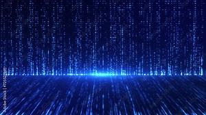 Light and data points flow, neon lines go up. big data visualization, futuristic or technological abstract background with moving dotted surface. Seamless loop animation..