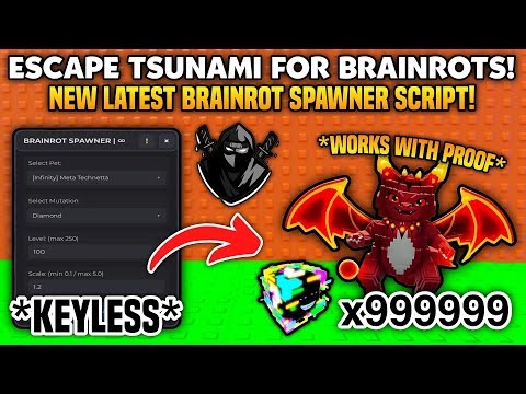 [FREE🤑] Escape Tsunami for Brainrot SPAWNER Script! 🔥| NO KEY | SPAWN ANY BRAINROTS | DUPE
