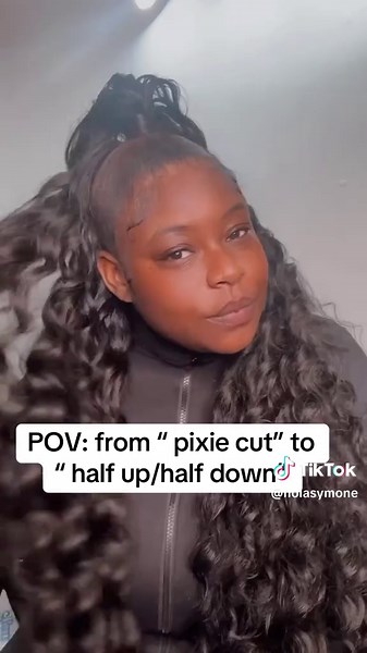 From Pixie to Half Up/ Half Down 🔥👌🏾🧯follow me on IG @nolasymone #njbraider #atlbraider #ctbraider #mountvernon #bronx #braidersontiktok #halfuphalfdown #quickweave #sewin #gluelesswigs #viralvideos #stichbraids #explorepage #silkpressnaturalhair #westchesterny #foryou #fyp #nychairstylist #neatbraids #mua #yonkers