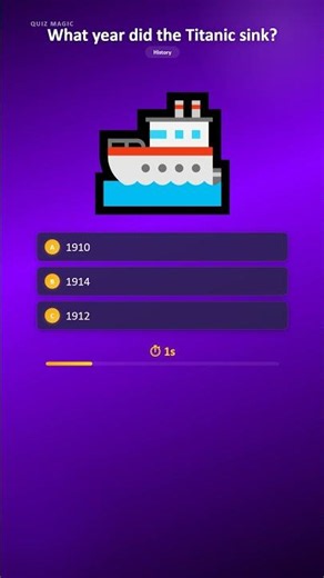 What year did the Titanic sink? UHBKR #QuizMagic #ViralQuiz