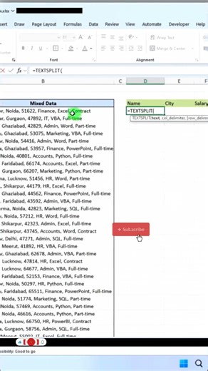 TextSplit Powerfull Formula 💯✅️ / #excel #excelformula #exceltips #shortvideo #realshahnawaj