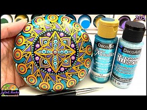Teal Dot Art Mandala Rock Painting Tutorial