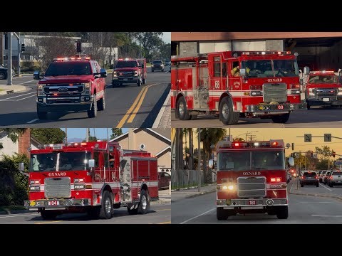 Oxnard Fire Dept. Engines 81, 84, 181, 68; Truck 81, Gold Coast MED662, & BC62 Responding Code 3
