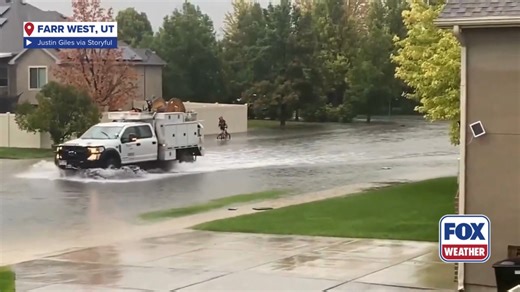 Residents in Utah were drenched by heavy rainfall today, causing some neighborhoods to experience flooded roads. #utah #rain #flooding #SevereWx #FoxWeather | FOX Weather