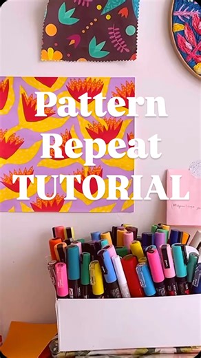 Polina Oshu ✨ Pattern Designer & Art Mentor on Instagram: "TUTORIAL on Pattern Repeat ⭐️ Step-by-Step Tutorial is below! Use this quick tutorial and tag me if you share! ************************************************ 🎨All About Patterns is available! LINK IN BIO 💌 Want an extra 22% off? DM me your email, and I’ll send you the code! ************************************************ 🌟 How to Create a Repeat Pattern Using Paper: 1. Start with a blank piece of paper. You can