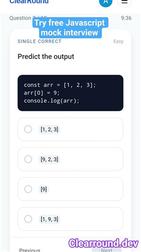 Practice free Javascript mock interview - ClearRound.dev #interviewquestions #programming
