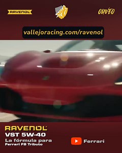 Si en tu garaje hay un Ferrari F8 Tributo, el RAVENOL VST 5W-40 es el aceite de motor ideal para él. Se trata de un aceite 100% sintético con base PAO y con tecnología USVO. https://vallejoracing.com/store/ravenol-vst-vollsynth-turbo-cleansynto-sae-5w-40/ Compleméntalo con: ✔️ Ravenol VSG 75W-90 para la transmisión ✔️ Ravenol ATF Dexron II E para la suspensión delanteray ✔️ Ravenol SSF para la servodirección ✔️ Ravenol OTC para el sistema de refrigeración 🎥 ©Ferrari @ravenol.de | Vallejo Racing