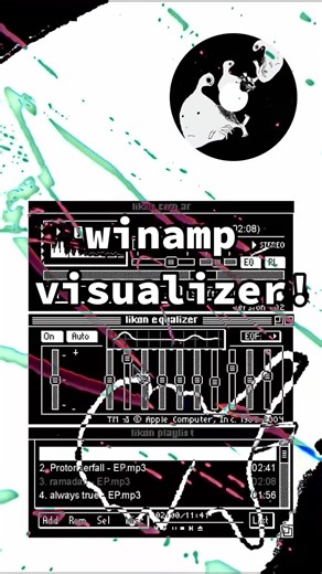 winamp visualizer with milkdrop 3 and 2d animation hyperpop #winamp #frutigeraerocore #musicvisualizer #2danimation #eq
