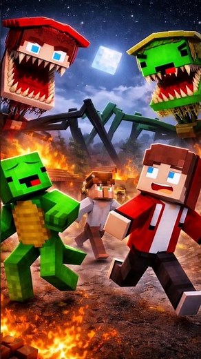 JJ & Mikey Escape the Monster Attack! 🔥👹 #minecraft #animation #shorts