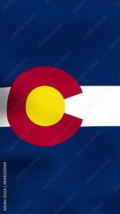 Vertical, portrait, waving national flag of State Colorado. Smooth animation with highly detailed, realistic animated background for social media, screens smartphone. Official colors, cloth motion.