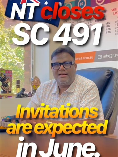 NT closes Subclass 491 applications 📅 Invitations are expected in June 📍 Visit Us 🔹 Parramatta Office: Suite 2, Level 1, 22 Hunter Street, Parramatta NSW 2150 📞 Call: 61 02 8859 8944 / 45 📧 Email: info@ftsvisa.com.au 🌐 Website: www.ftsvisa.com.au 📍 Newcastle Office: 8A Hilltop Arcade, 228 Pacific Hwy, Charlestown NSW 2290 📞 Phone: 0249 050 150 🌟 Your journey to Australian Permanent Residency starts here! 🎯 #FTSVisaFamily #Subclass491 #AustraliaPR #PermanentResidency #VisaUpdates #Migra