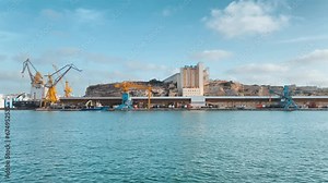 Valletta, Malta. 23rd October 2023 - Parlatorio Wharf Malta Dry dock , Kordin Grain Terminal and Valleta Gateway terminals, timelapse from the sea. High quality 4k footage
