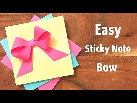 How to Make a Ribbon out of Sticky Note Paper - Paper Bow Tutorial - DIY Easy Paper Craft - Origami