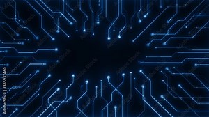 Abstract Cyber Technology Chipset Motherboard Background Animation/ 4k animation of an abstract computer motherboard chipset technology background with glowing autofill reveal effect