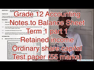 Grade 12 Accounting Term 1 | Ordinary share Capital and Retained Income Notes | Balance Sheet 2025