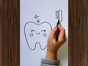 تعليم الرسم والتلوين للأطفال 🎨كيف ترسم عن نظافة الاسنان للمبتدئين How to draw about dental hygiene