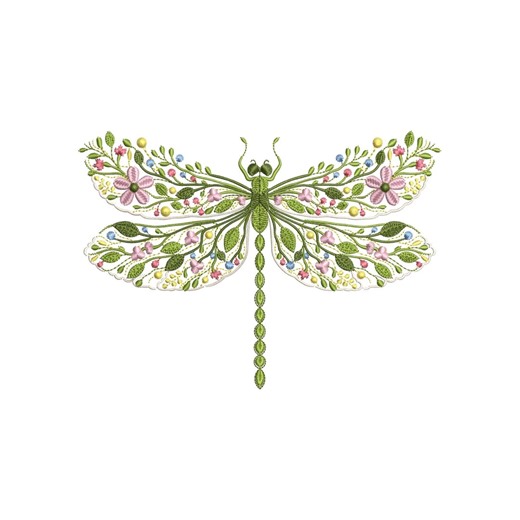 Floral Dragonfly Machine Embroidery Design, Botanical Dragonfly Embroidery File PES DST, Garden Insect Embroidery Pattern, Nature Embroidery - Etsy