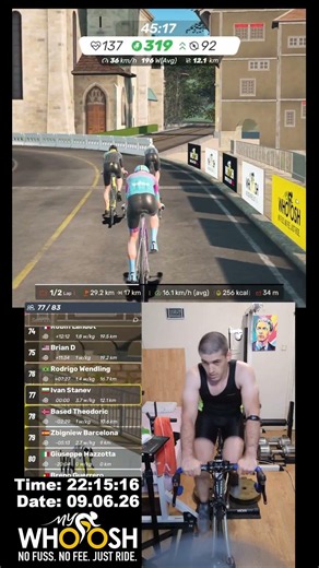 My Whoosh and Zwift Cycling Workout Short 9.06.2026 zs #zwift #cycling #indoor #trainer