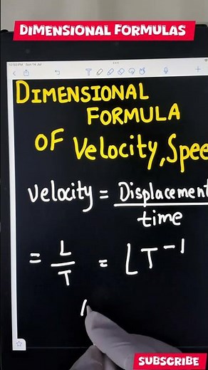 Trick to Find Dimensional Formula of Velocity, Speed #class11 #physics #dimensions 😊😊