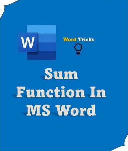 Sum Function In Microsoft Word #msword #microsoft #microsoftword #microsoftoffice #mswordtutorial