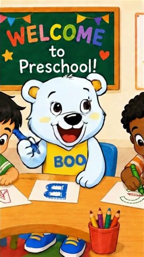 🎒 Boo Bear is getting ready for his first day of school! 💙💛
