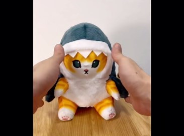 Cute Shark Cat Plush Toy, 8'' Cat Face Shark Stuffed Animal Plushies Doll, Kawaii Soft Stuffed CatShark Pillow for Boys and Girls Birthday Gift (Blue)