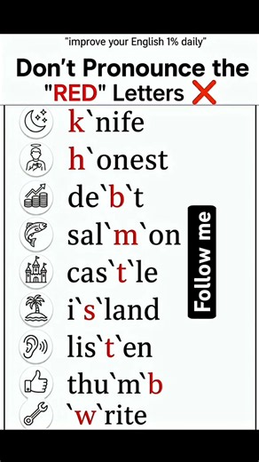 🔇 9 Silent Letter Words You Must Know Improve English Pronunciation Speak Like a Native✅✅#english
