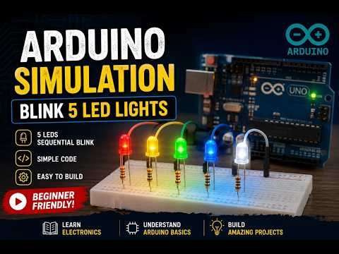 How to Blink 5 LEDs Using Arduino in Tinkercad (Beginner Tutorial)