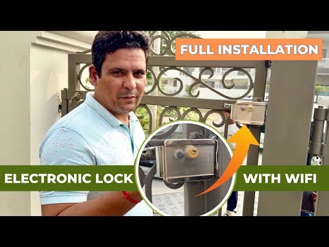 How to install Electronic Lock with Wi-Fi | Rim lock installation with Wifi Power supply