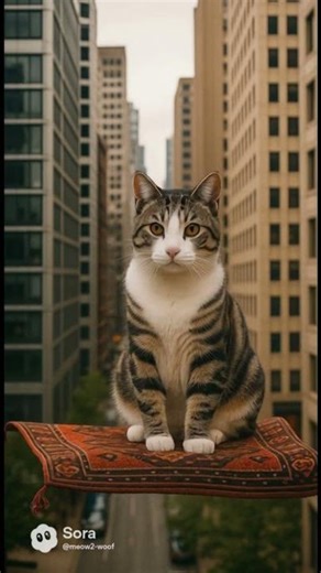 Cat on a Magic Carpet Ride 🐱✨ Out of Control in the City!