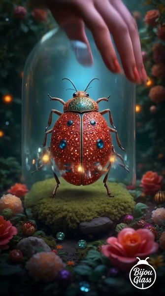 Traveling Gem Ladybug 🐞 Glass Dome & Nature Sounds for Relaxation #asmr #glass #glassart #bijouglass