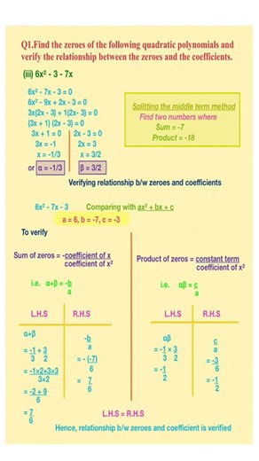 Class 10 Ex 2.2 solutions #mathematicclass10 #maths #mathematics #polynomials #ytshorts