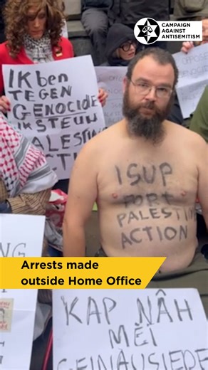 361K views · 3.2K reactions | Kicking, shouting and spewing incoherent fantasies about a “Zionist lobby”. This is what took place today when people declaring support for Palestine Action — a proscribed terror group — sat outside the Home Office and dared the police to arrest them. So, the police obliged. | Campaign Against Antisemitism | Facebook