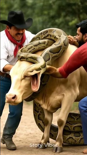 Python Attacks Cow 🐍🐄 #short #cow #python #humanity