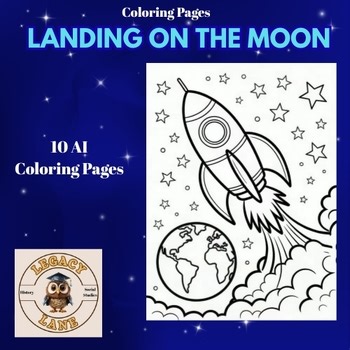 LANDING ON THE MOON - 10 AI History Coloring Pages