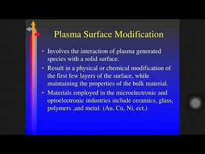 Lecture:5.3 Surface Modification by Plasma