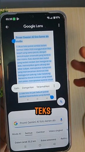 cara copy teks dari gambar di hp android - salin promt gemini ai dari hasil screenshot #googlelens