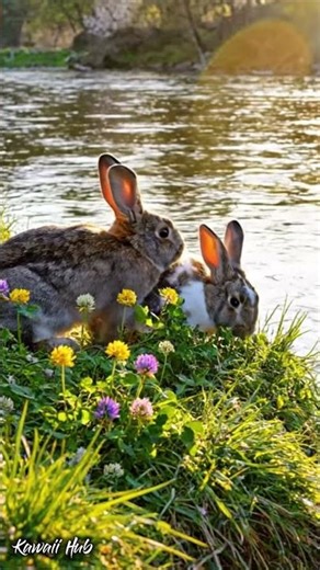 Bunny Under the Cherry Blossoms! Wild Rabbit Riverbank 🌿 Springtime Kawaii Short