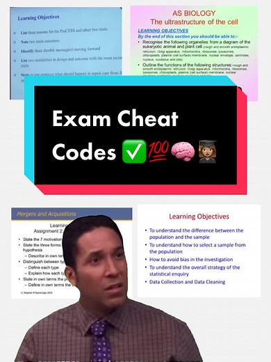 Learning Objectives = literal CHEAT CODES for exams ✅👩🏽‍🎓💯🧠 - #studyhacks #examtips #examtime #examready #studytok