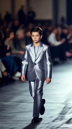 "Silver Suit Catwalk ✨#LittleModel#KidsFashionShow#SilverSuitStyle#MiniCatwalkStar#FashionRunway