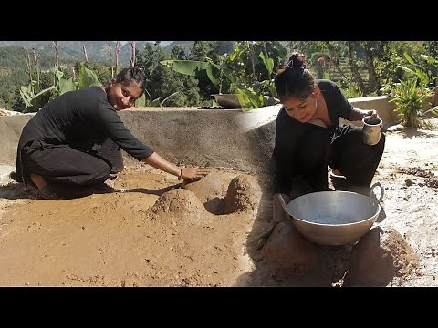 Beautiful village girl making traditional firewood stove - rural lifestyle vlog