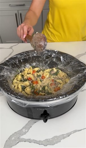 Creamy tortellini sausage crockpot dinner