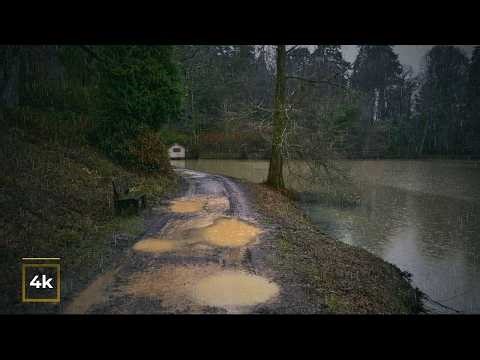 4K Heavy Rain Walk 🌧️ Nature Ambience | Rain & Thunder ASMR Sounds for Sleep, Study & Focus