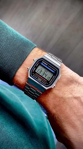 Casio A168W Vintage Digital Silver Watch - Jewelry Band