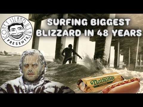 SURFING BIGGEST BLIZZARD IN 48 YEARS AT CONEY ISLAND / ROCKAWAY BEACH