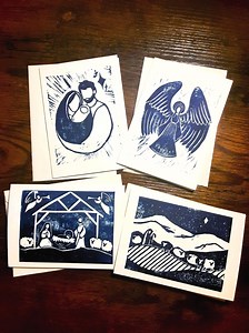 Handmade Catholic Christmas Card - Linocut Block Printed - Etsy