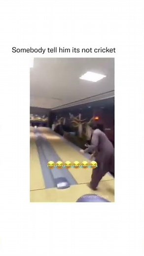 Man plays bowling