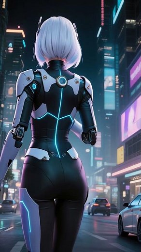 🤖🌃AI Guardian — AR In a neon city, an AI turns to protect, not attack.The night begins. #AlmostReal